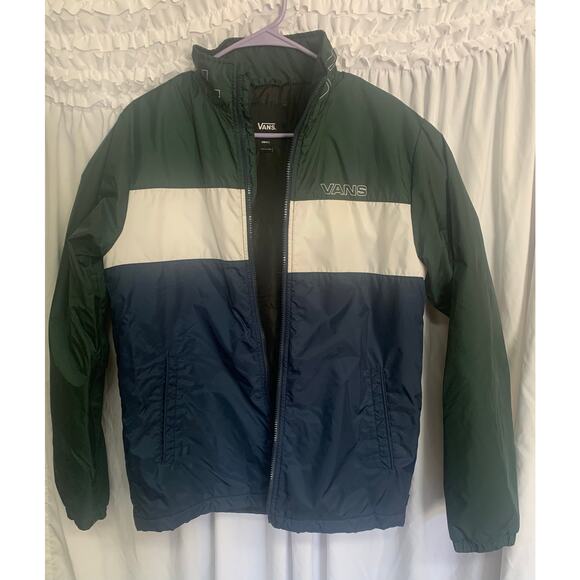 Vans Green Windbreaker Jacket | Men’s S| “Off The Wall” Zip-Up Lightweight Nylon - Picture 3 of 4